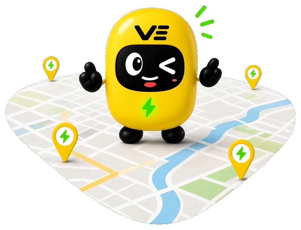 VERT mascot on a map of nearby stations